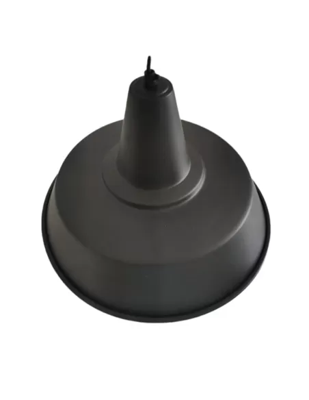Elleluce suspension chapeau chinois noir d°40 avec câble et rosace E27 intérieur blanc